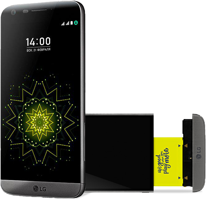 L G Smartphone With Detachable Parts PNG Image