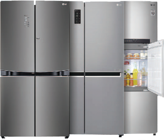 L G Stainless Steel French Door Refrigerator PNG Image