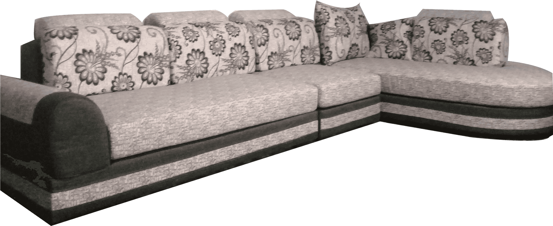 L Shaped Floral Sofa.png PNG Image