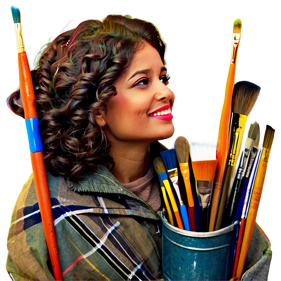 Lady With Paintbrush Png Duf59 PNG Image