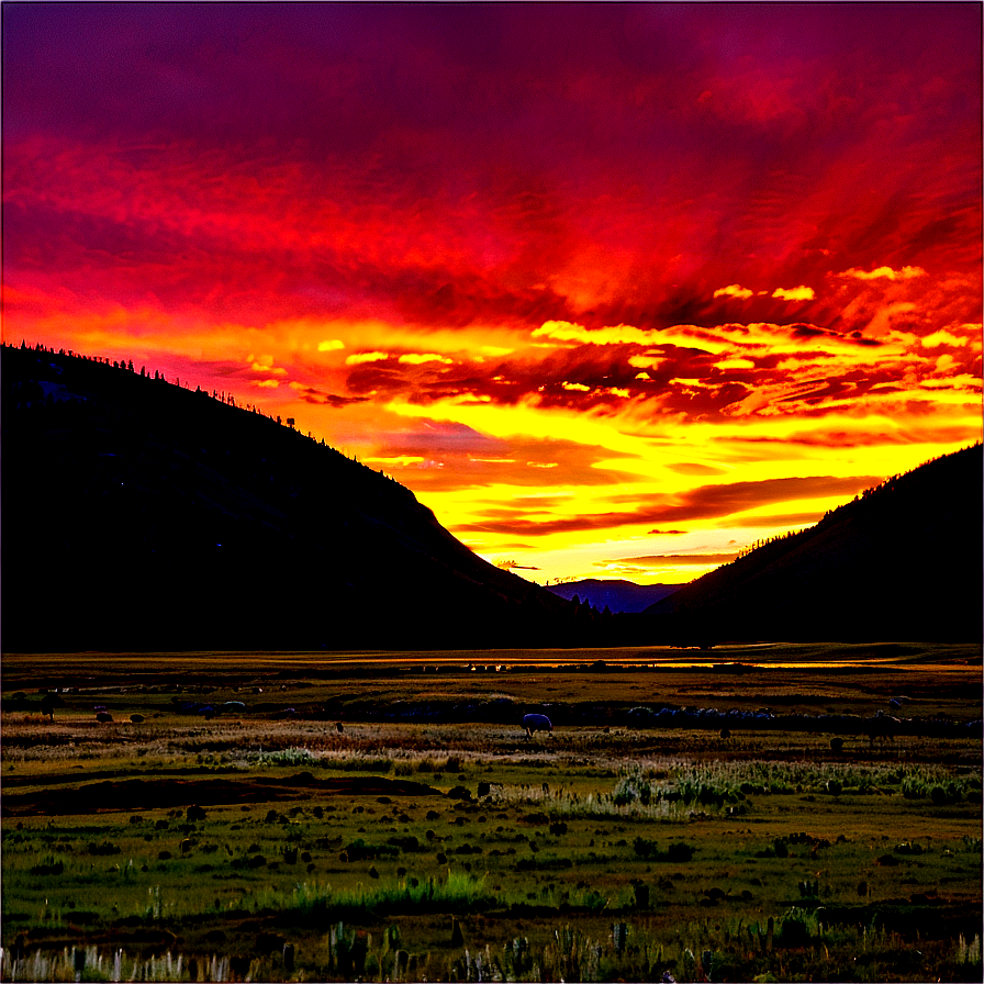 Lamar Valley Sunrise Yellowstone Png 06112024 PNG Image