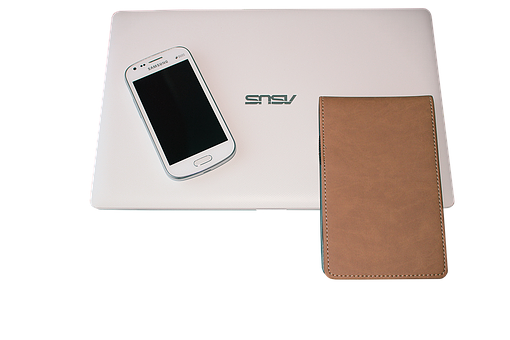 Laptop Smartphone Wallet Setup PNG Image