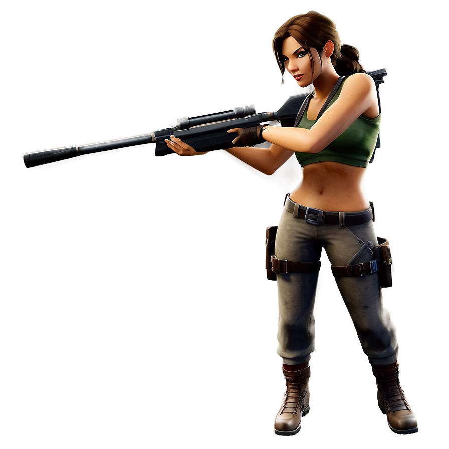 Lara Croft Fortnite Sniper Pose Png Idj25 PNG Image