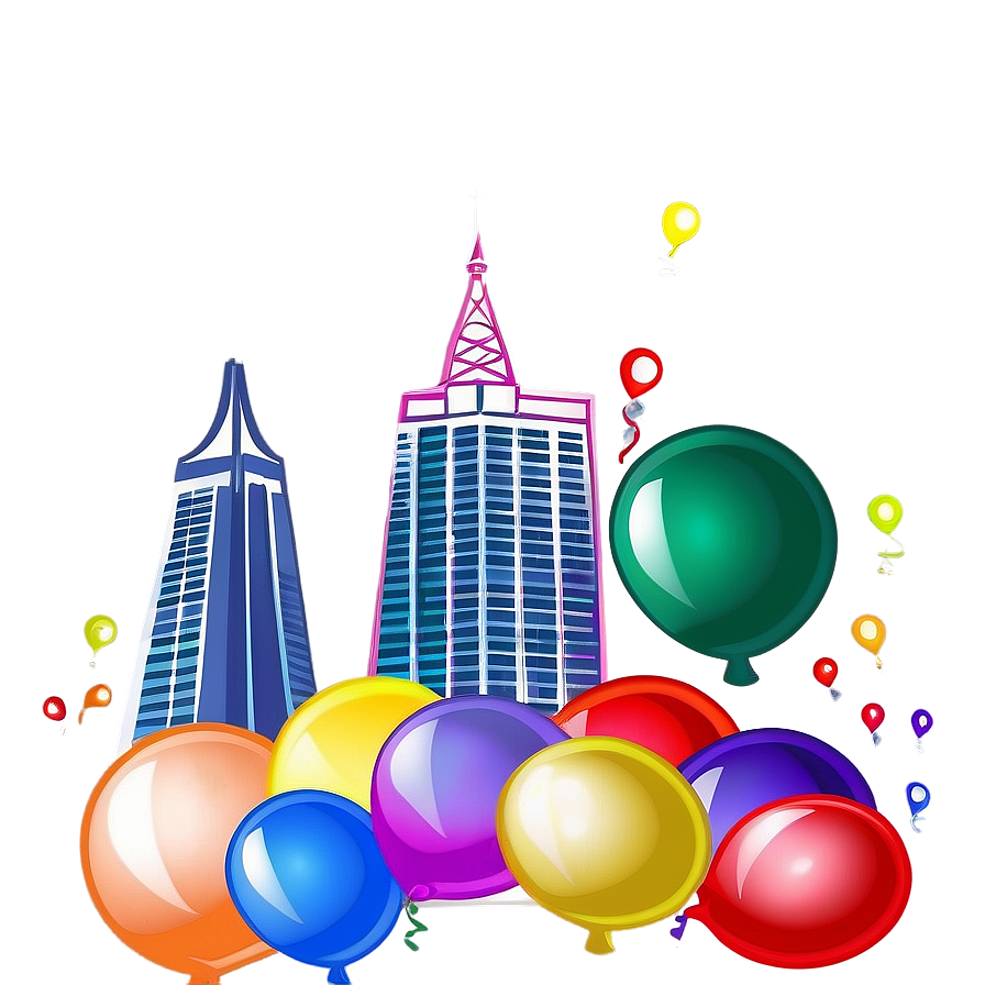 Las Vegas Skyline With Balloons Png Wut PNG Image