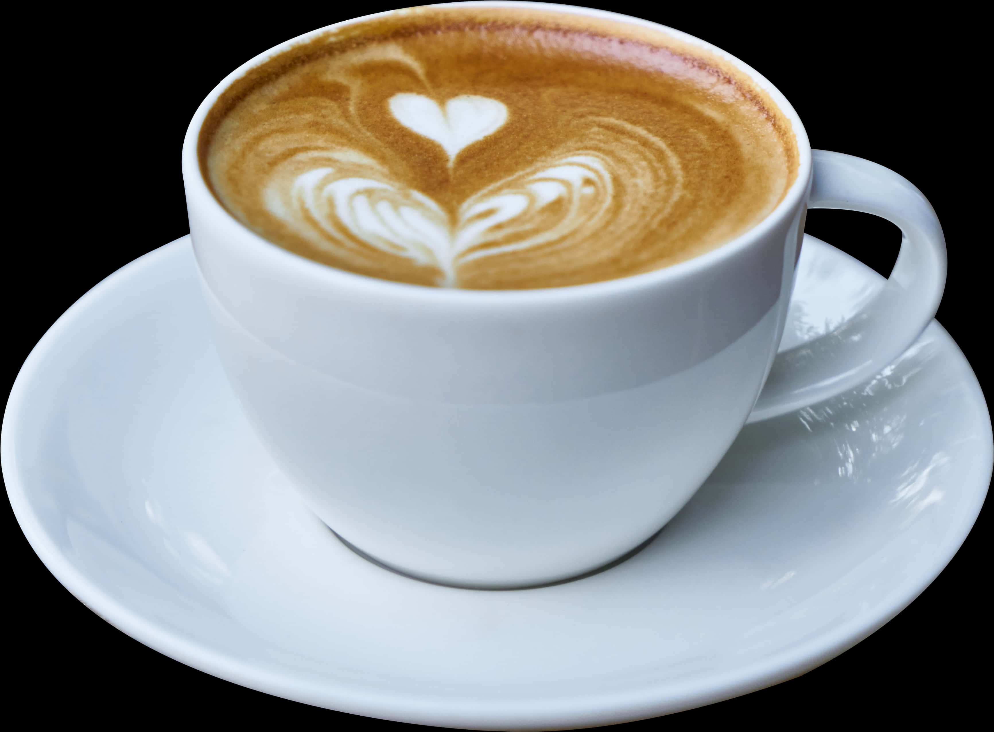 Latte Art Heart Coffee Cup PNG Image