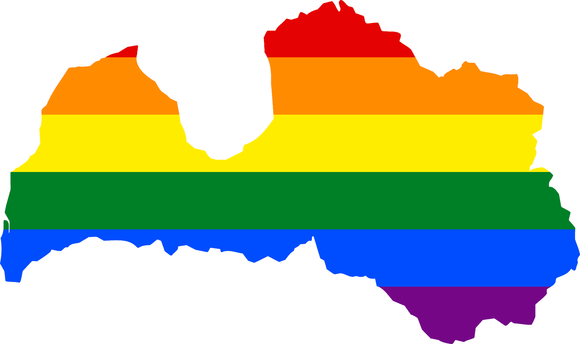 Latvia Outline Rainbow Colors PNG Image