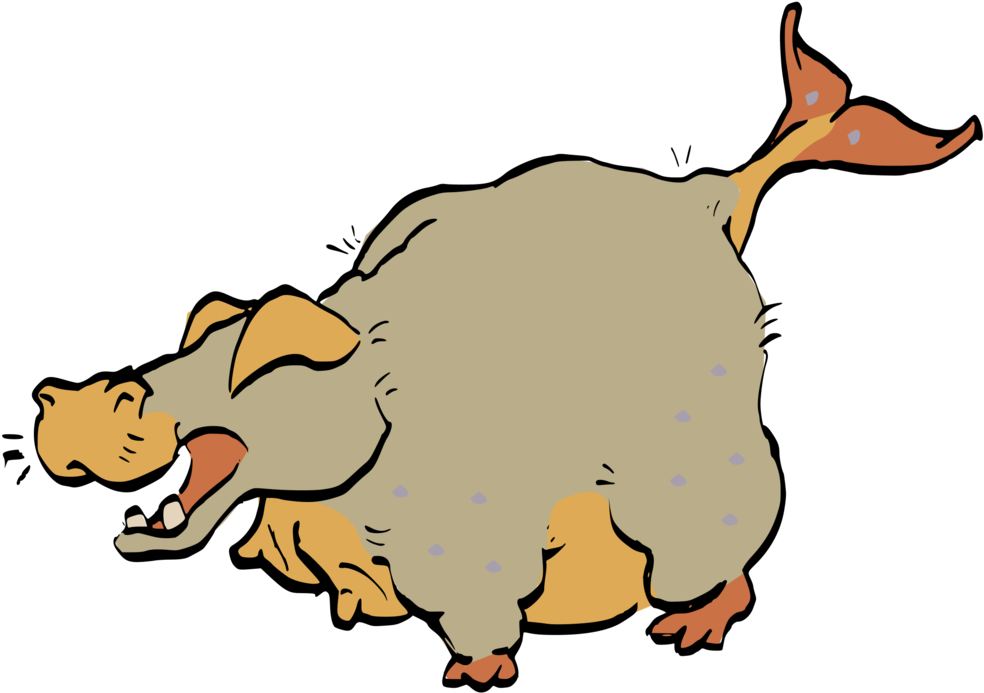 Laughing Cartoon Hippopotamus PNG Image