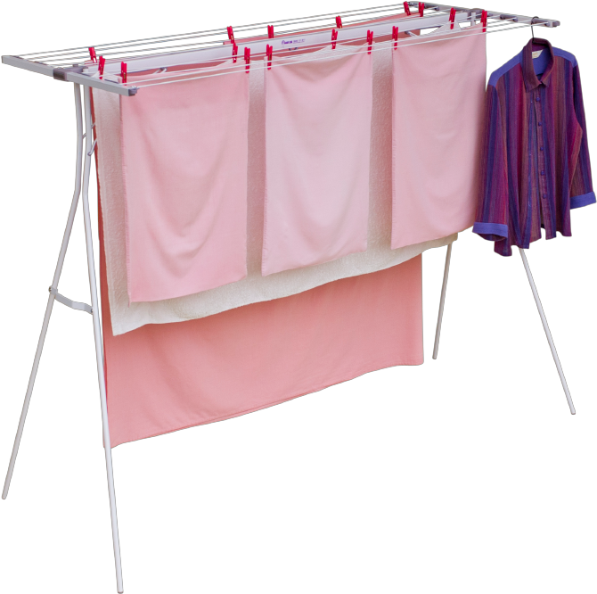 Laundry Drying Rackwith Clothes PNG Image