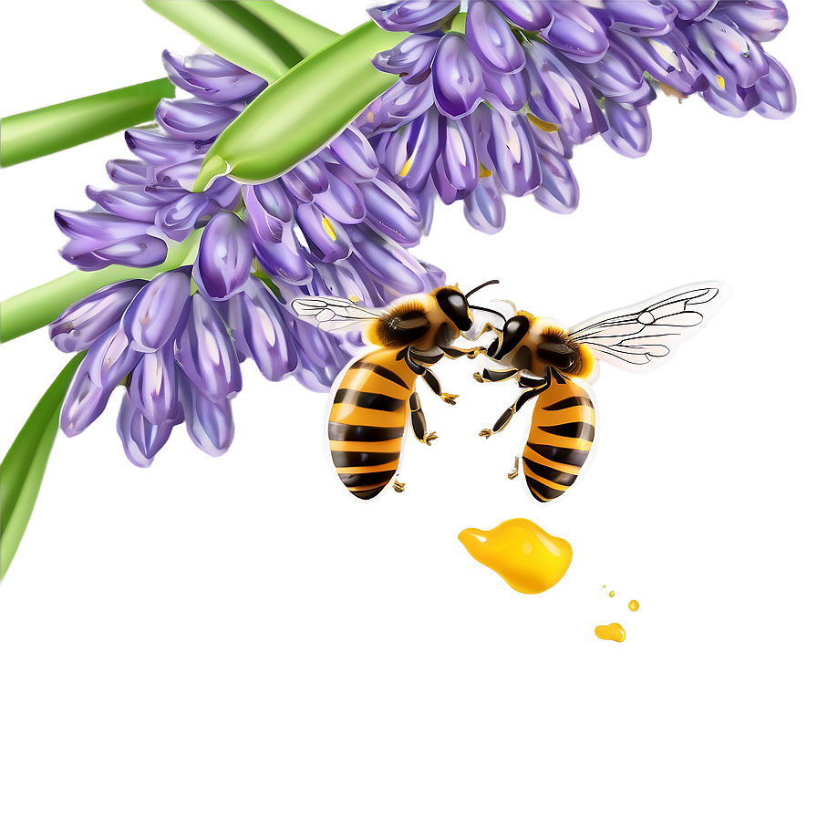 Lavender And Bees Scene Png Imj33 PNG Image