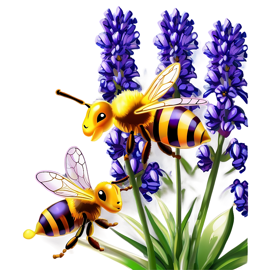 Lavender And Bees Scene Png Omh40 PNG Image