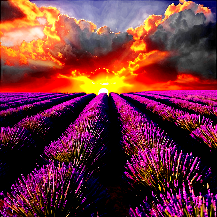 Lavender Field Sunset Png 06132024 PNG Image