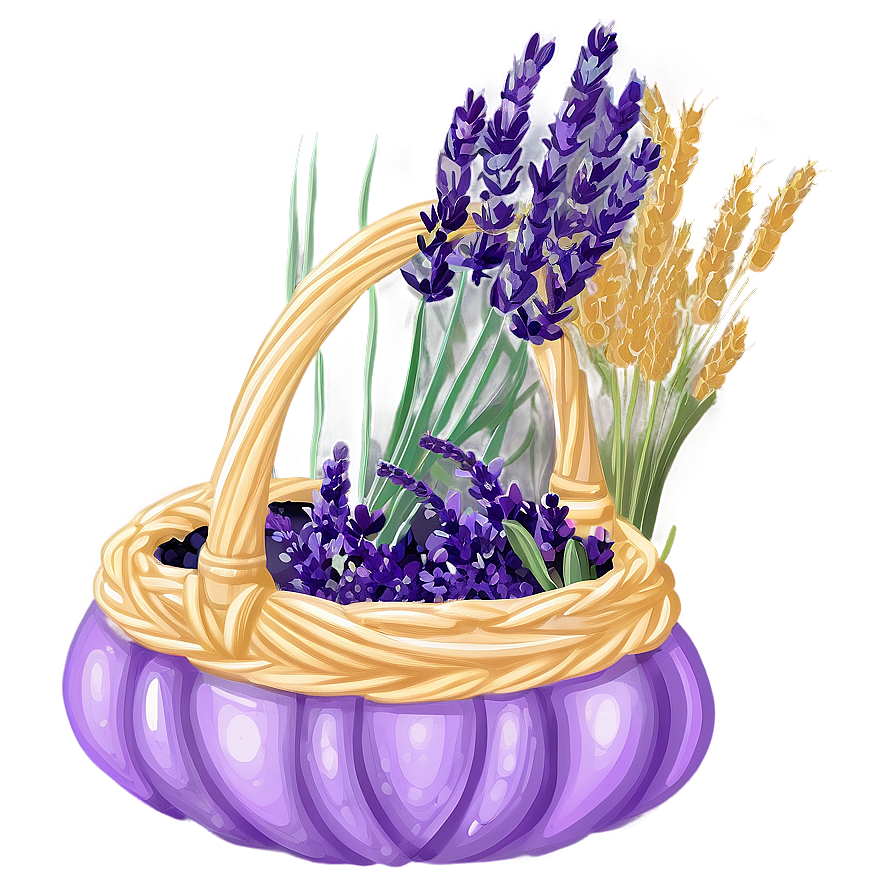 Lavender Harvest Basket Png 05062024 PNG Image