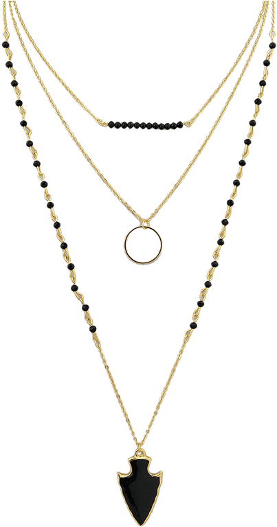 Layered Gold Chain Necklaceswith Pendants PNG Image