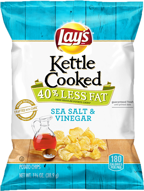 Lays Kettle Cooked Sea Salt Vinegar Chips Package PNG Image