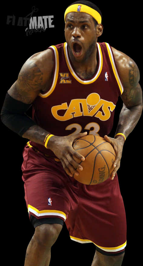 Le Bron James Cleveland Cavaliers Action Shot PNG Image