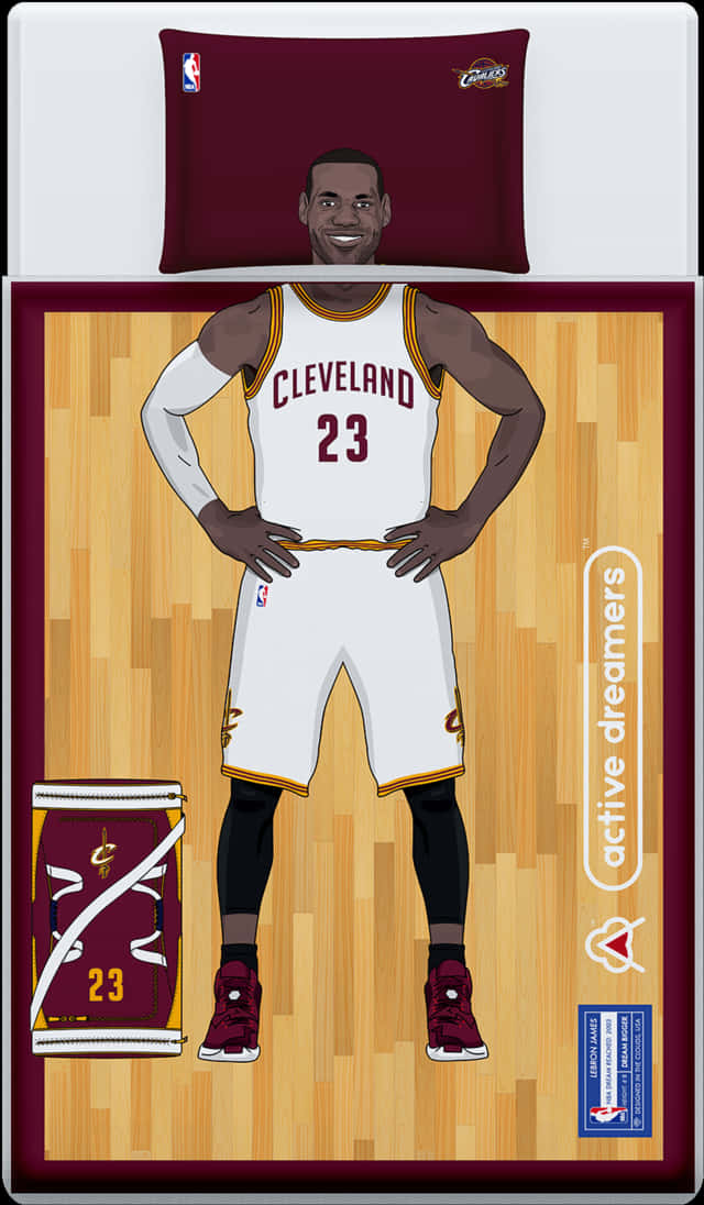 Le Bron James Cleveland Cavaliers Bedding Set PNG Image