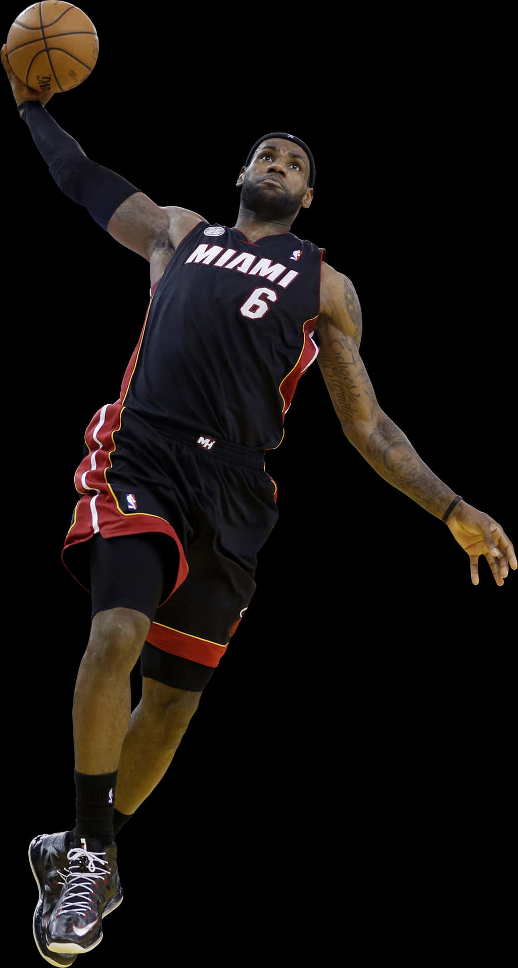 Le Bron James Miami Heat Dunk Action PNG Image