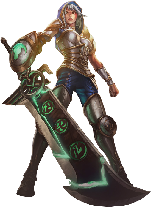 Leagueof Legends Championwith Green Runic Sword PNG Image