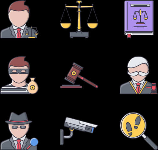 Legal Professionand Justice Icons PNG Image