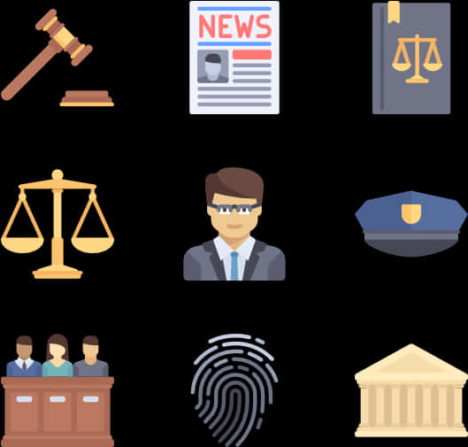 Legal System Icons Set PNG Image