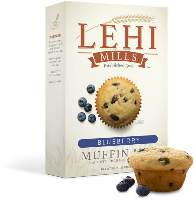 Lehi Mills Blueberry Muffin Mix Box PNG Image