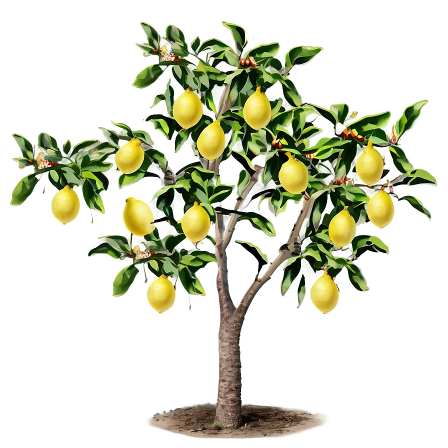 Lemon Tree With Birds Png 24 PNG Image