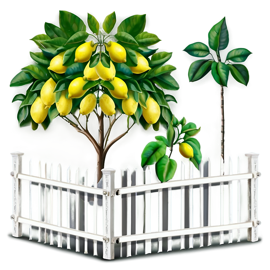 Lemon Tree With Fence Png Gau77 PNG Image