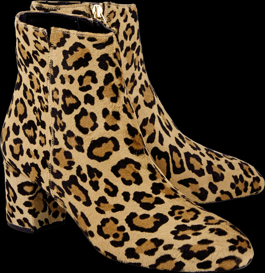 Leopard Print Ankle Boots PNG Image