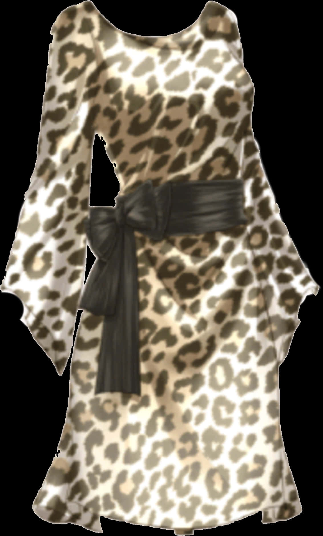 Leopard Print Dress With Black Belt PNG Image