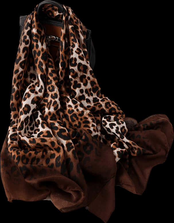 Leopard Print Scarfon Black Bag PNG Image