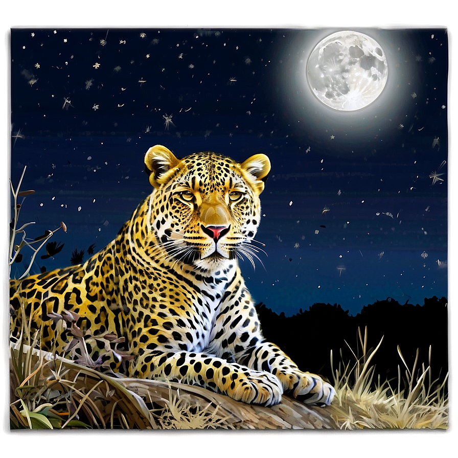 Leopard Under Moonlight Png 06112024 PNG Image