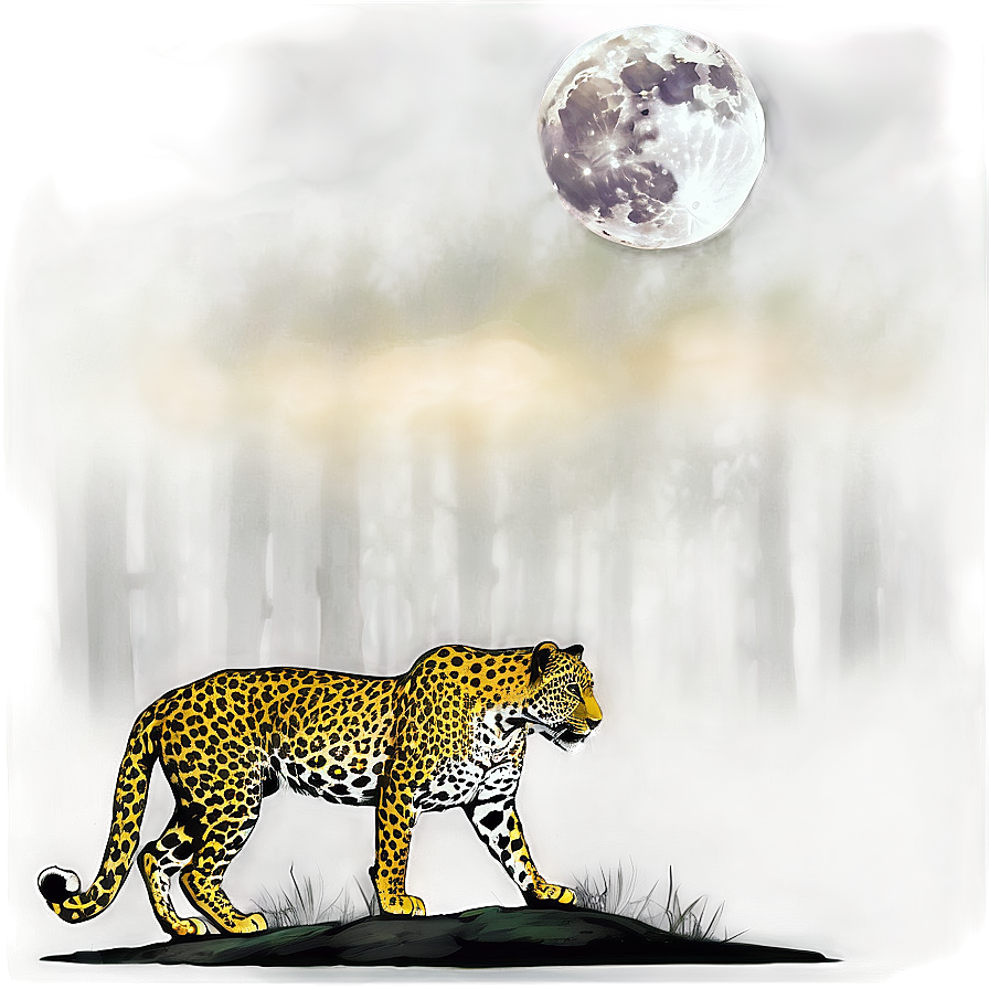 Leopard Under Moonlight Png Wdj89 PNG Image