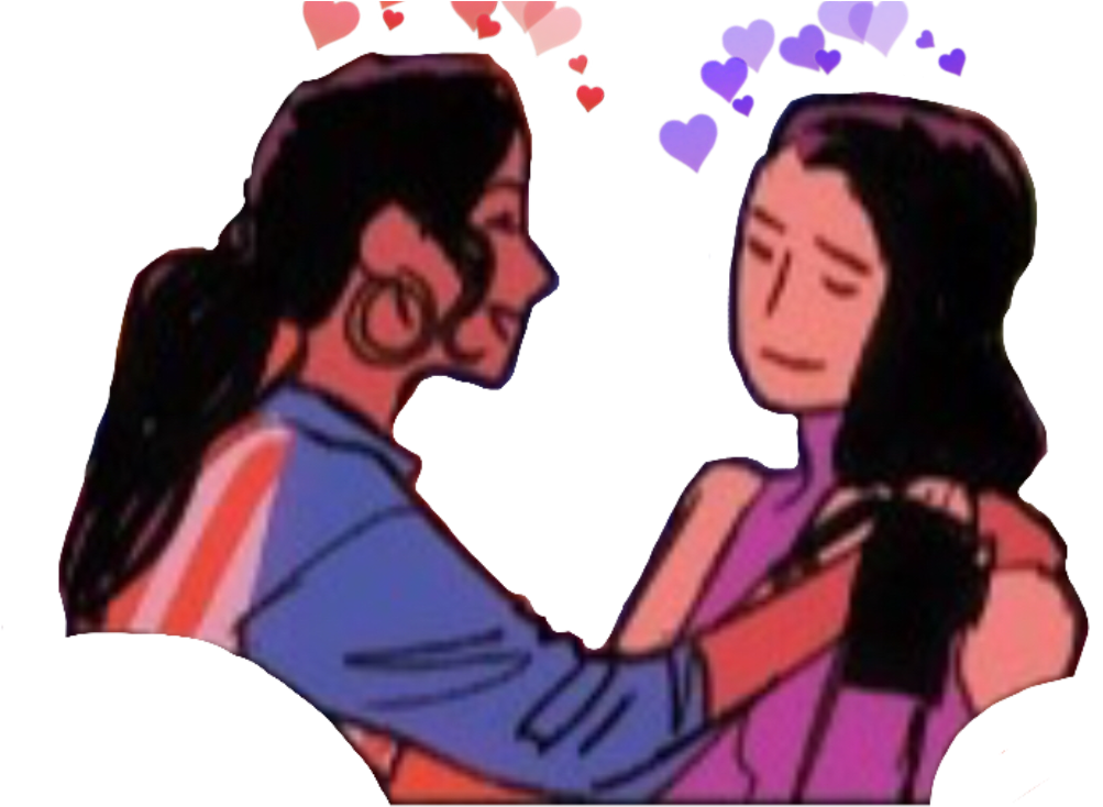 Lesbian Couple Cartoon Love PNG Image