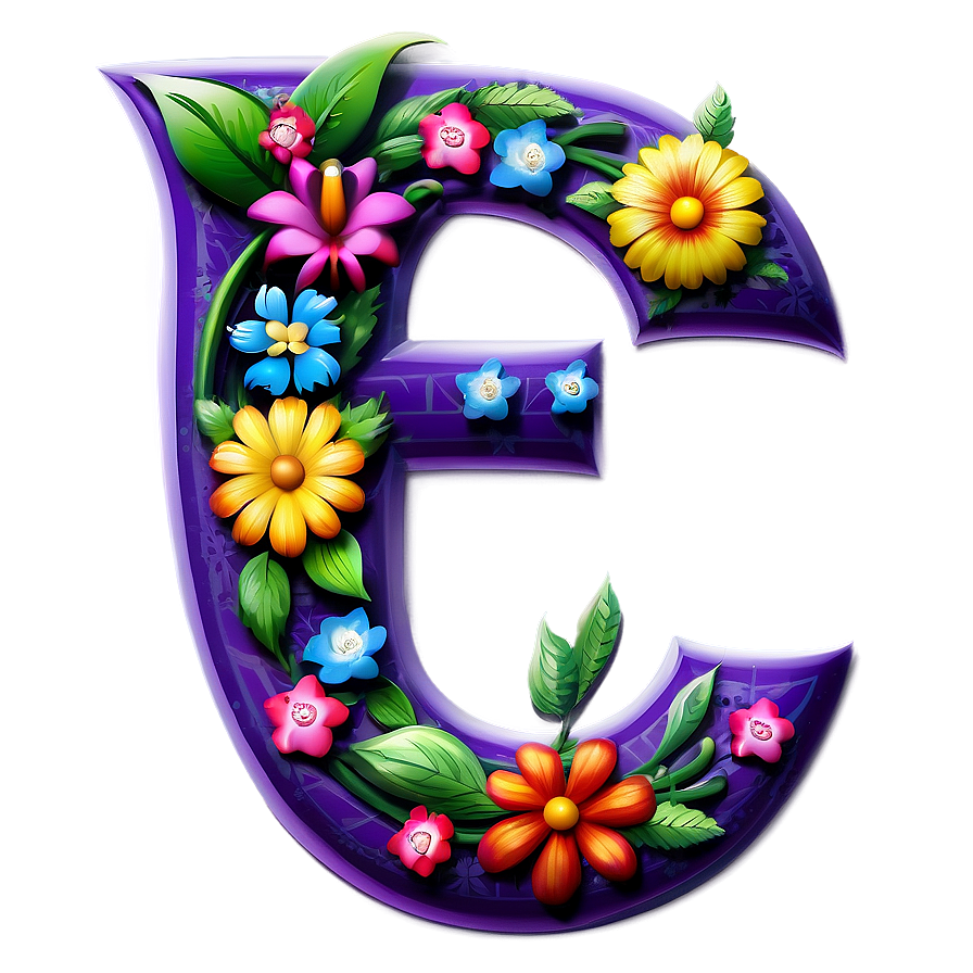 Letter E With Flowers Png Hpd PNG Image