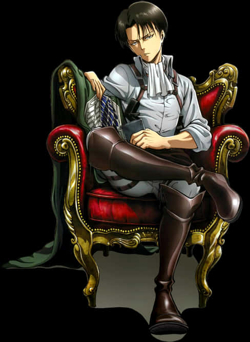 Levi Ackerman Sittingin Chair PNG Image