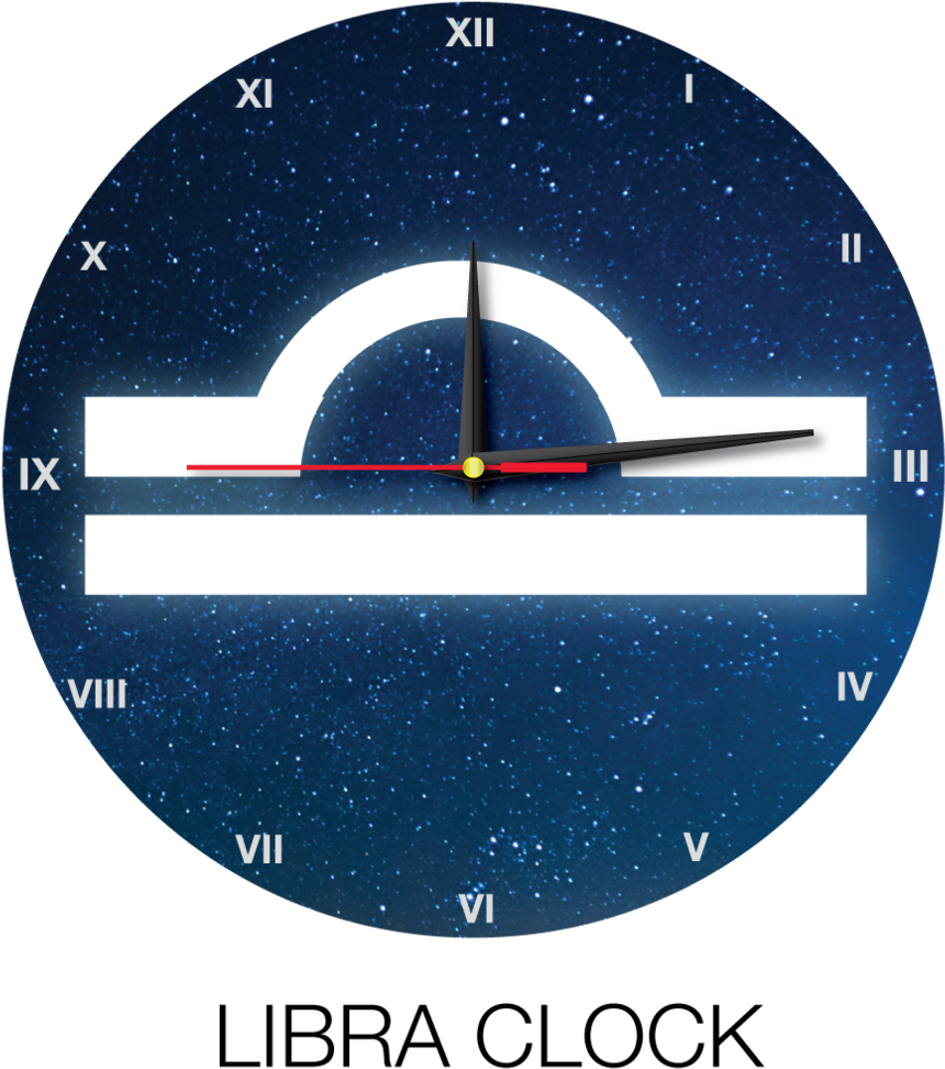 Libra Zodiac Sign Wall Clock PNG Image