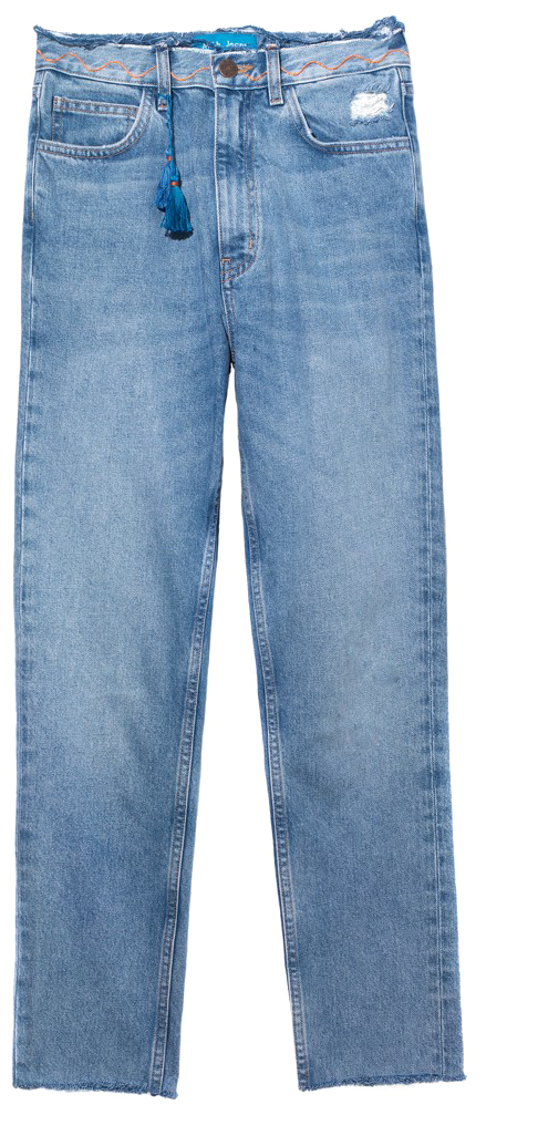 Light Wash Denim Jeanswith Tassel PNG Image