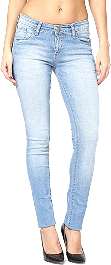 Light Wash Skinny Jeans Product View PNG Image