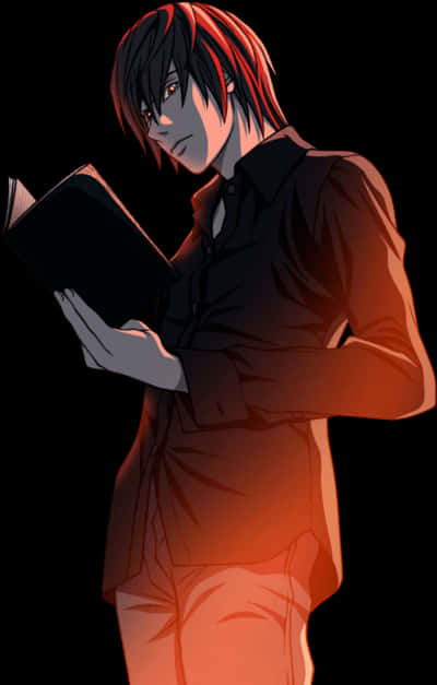 Light Yagami Holding Death Note PNG Image