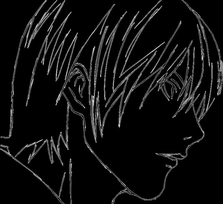 Light Yagami Profile Sketch PNG Image