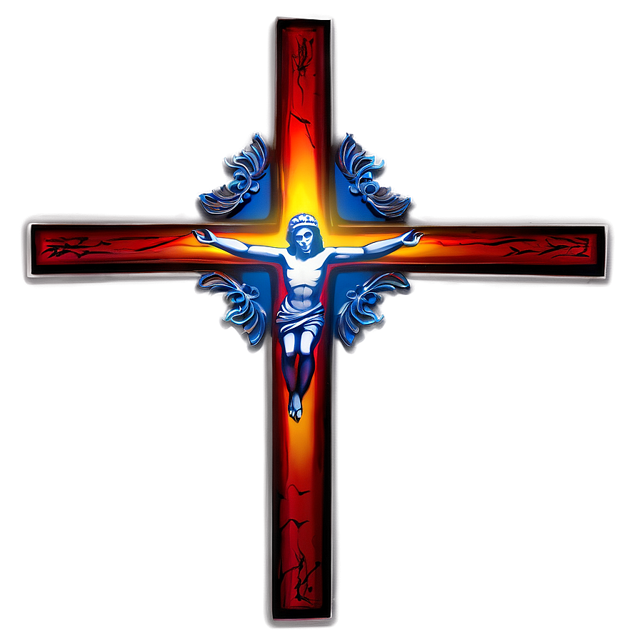 Lighted Catholic Cross Scene Png 06122024 PNG Image