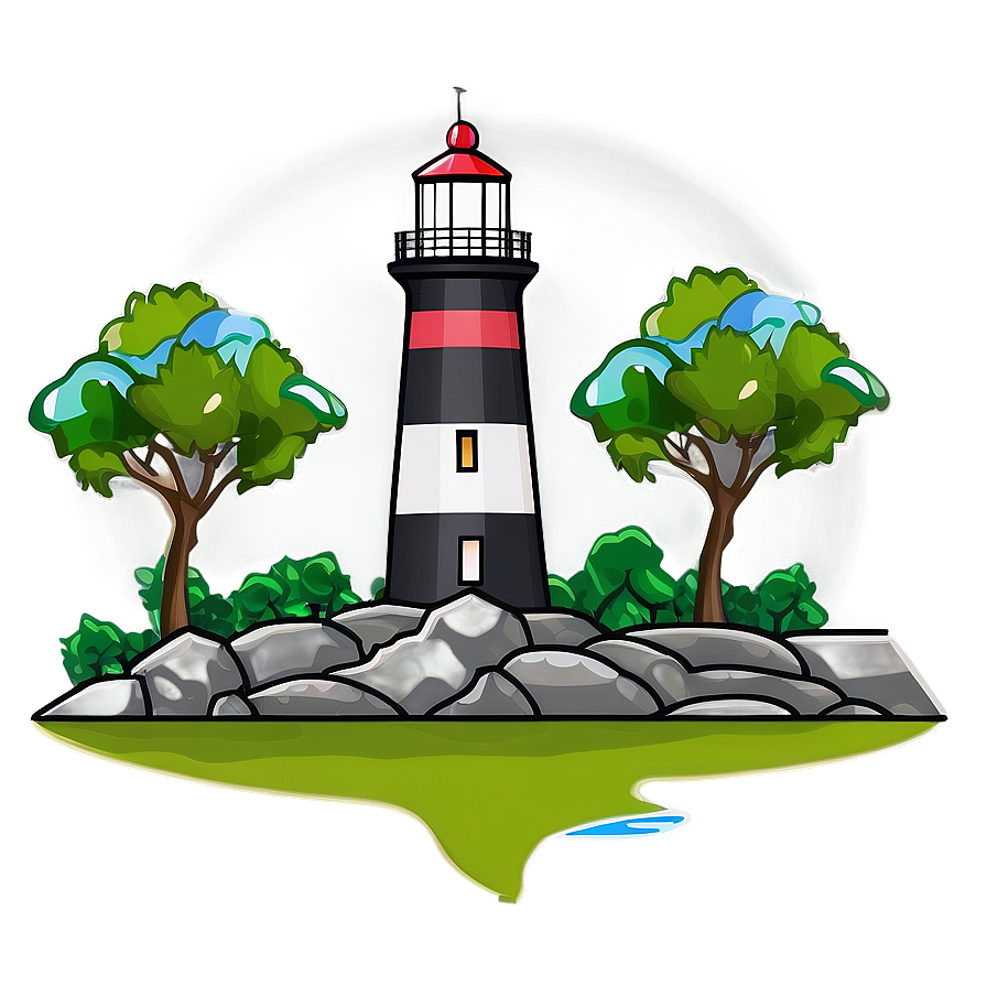 Lighthouse With Landscape Png Yav PNG Image