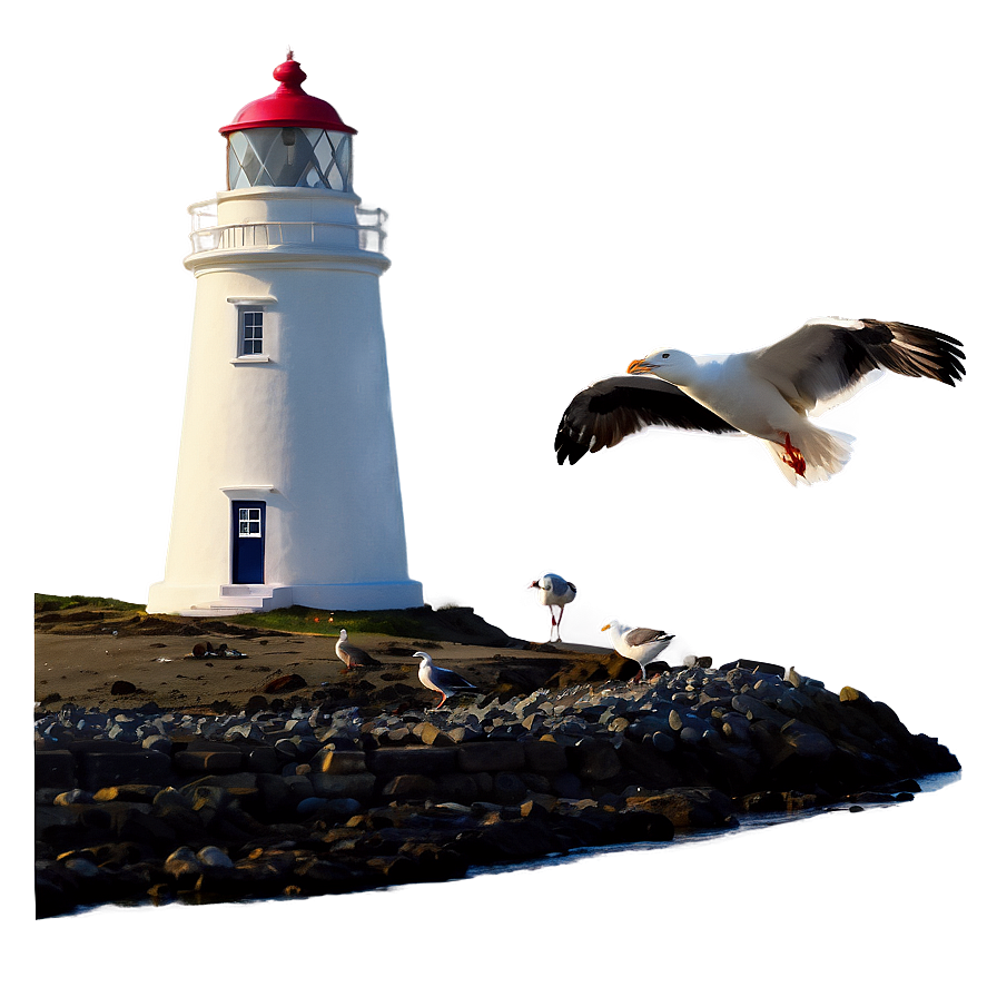 Lighthouse With Seagulls Png 05242024 PNG Image