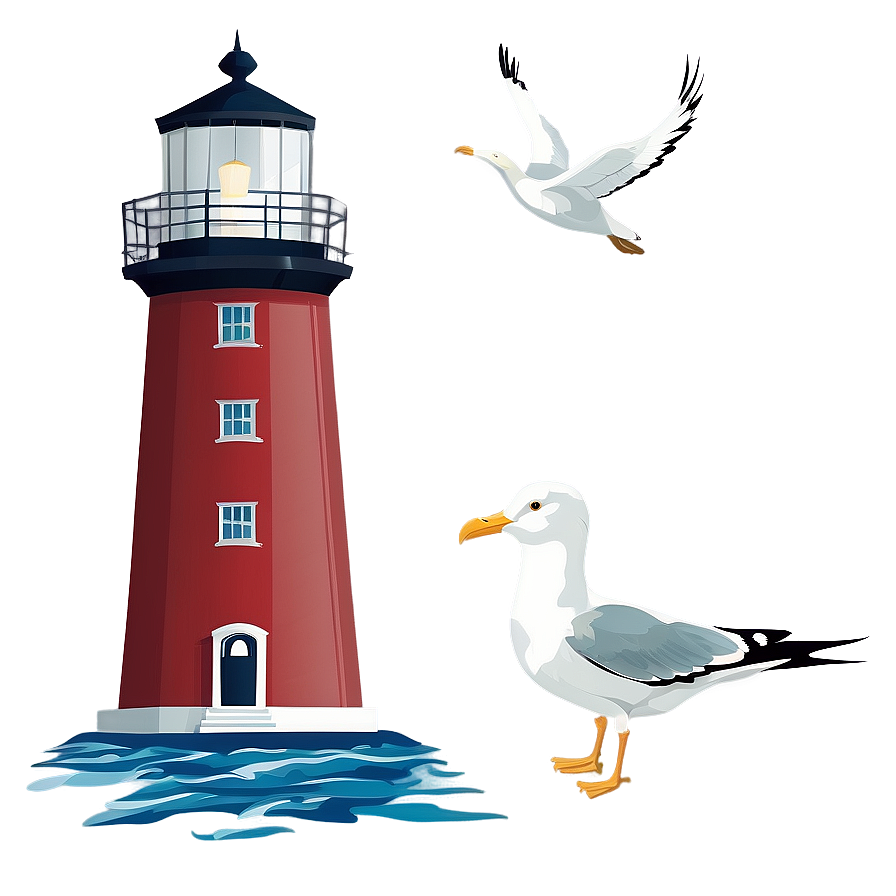 Lighthouse With Seagulls Png 50 PNG Image