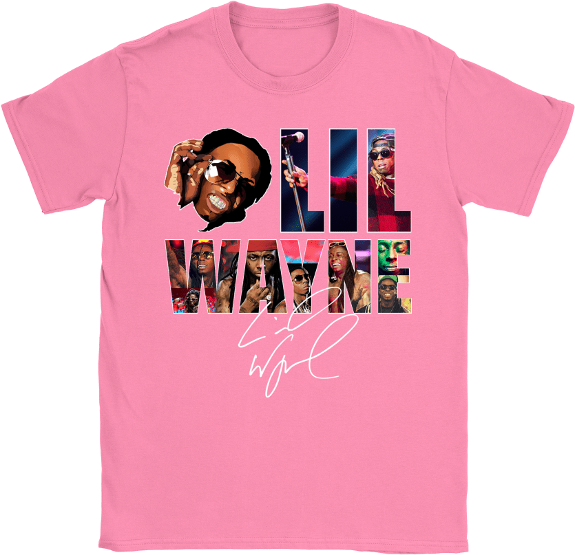 Lil Wayne Collage Pink Tshirt PNG Image