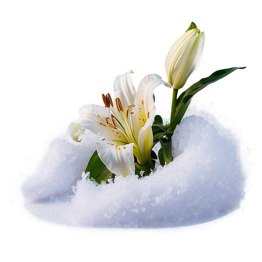 Lily Flower In Snow Png Kww PNG Image