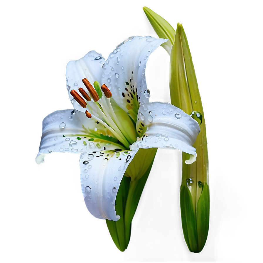 Lily Flower With Dew Drops Png 32 PNG Image