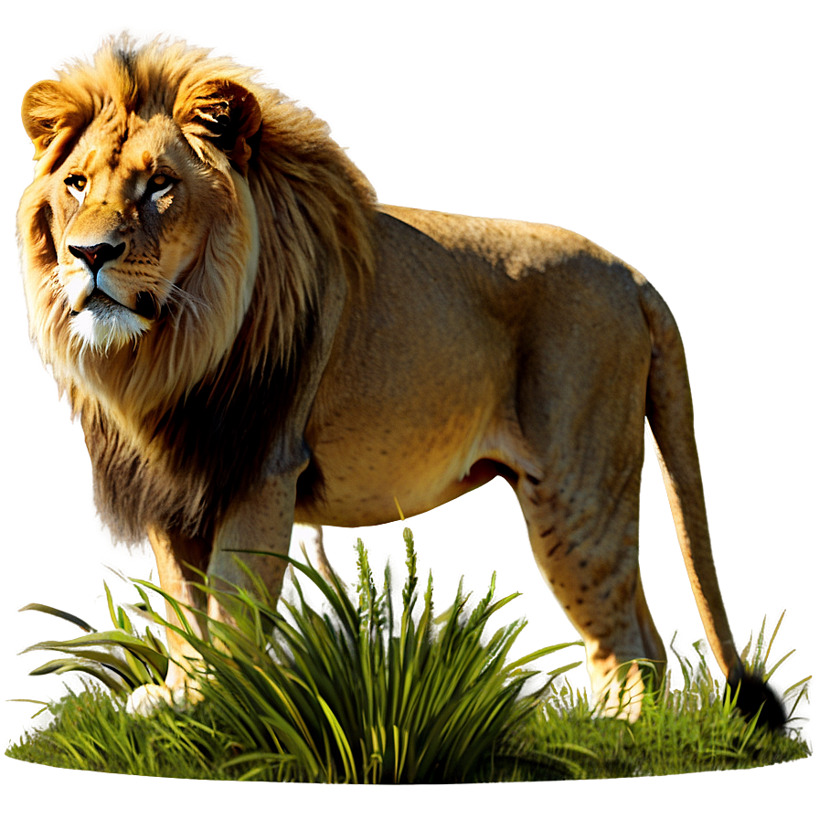 Lion In Grassland Png Hpr PNG Image