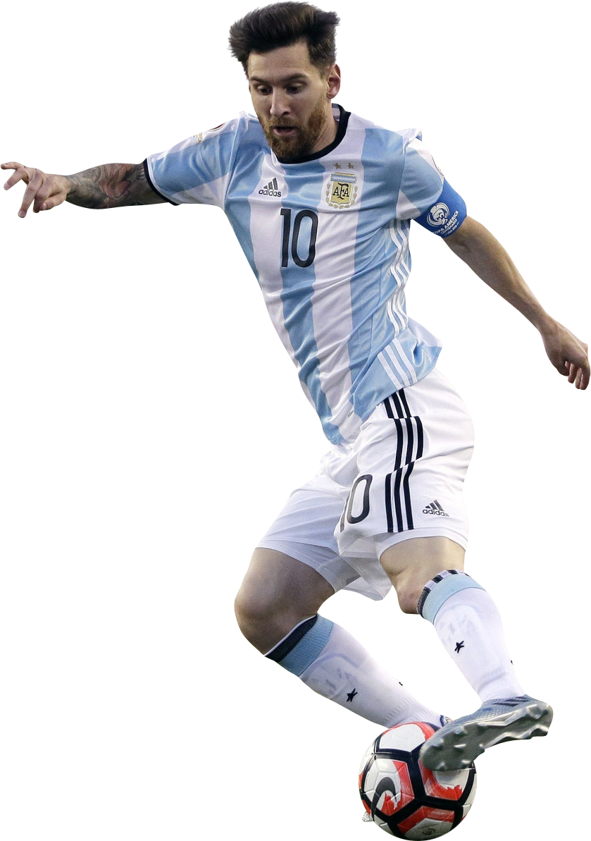 Lionel Messi Argentina Kit Action Shot PNG Image