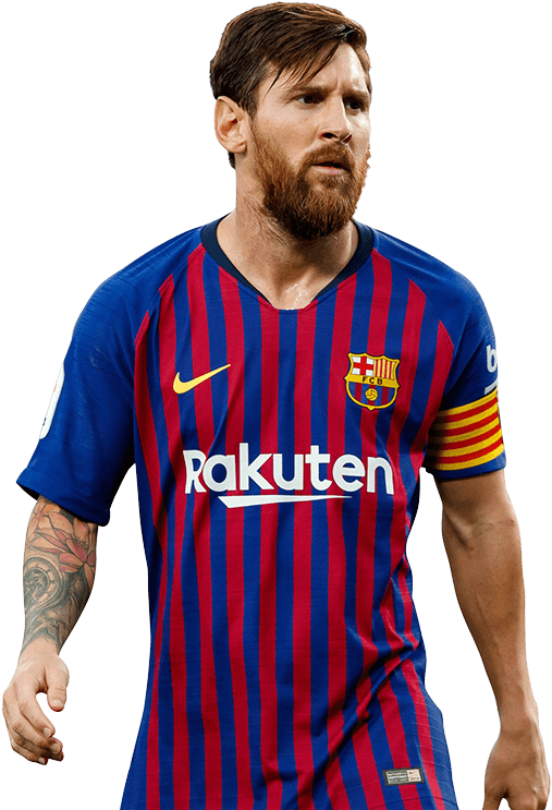 Lionel Messi Barcelona Stripes PNG Image